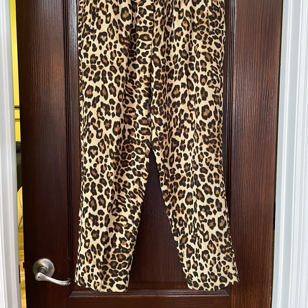 Leopard print pants.